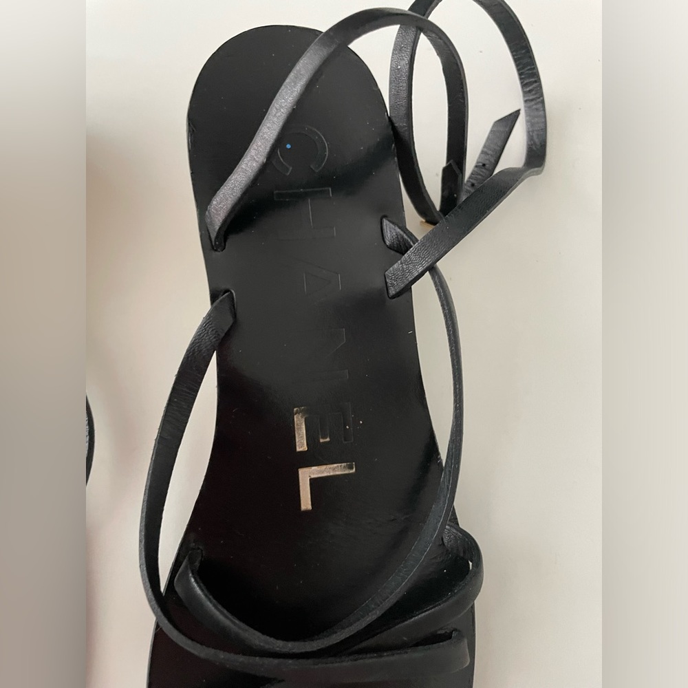 CHANEL BLACK LEATHER ANKLE STRAP SANDALS EU SIZE 37 US SIZE 7 - Picture 16 of 16